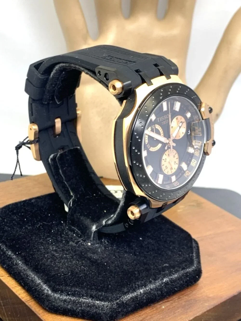 Tissot Mens Watch T-Race Chronograph Swiss Quartz Rose Gold Black T1154173705100